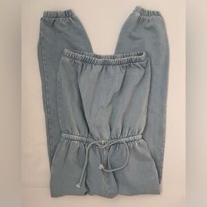 Zara Soft Blue Strapless Jumpsuit Jogger